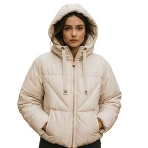 Avec Les Filles Buff Puffer Coat XS Fits Like Medium Rose Gold Oversized Winter